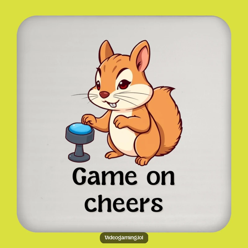 Funny Gamer Squirrel Coaster: Protect Surfaces with Focus, Gaming Gift
