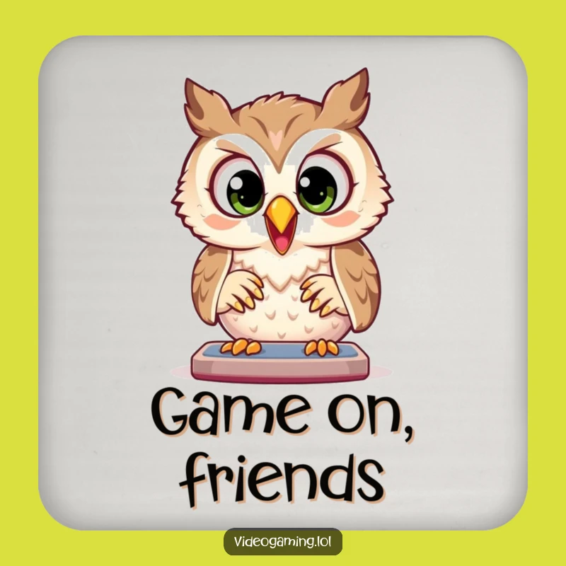 Funny Owl Coaster: Protect Surfaces with Focused Gaming, Funny Gift
