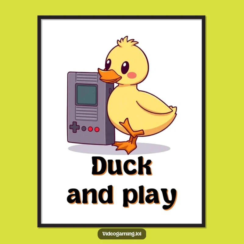Funny Wobbly Duck Poster: Retro Game Cartridge Balance - Hilarious Funny Gift for Walls