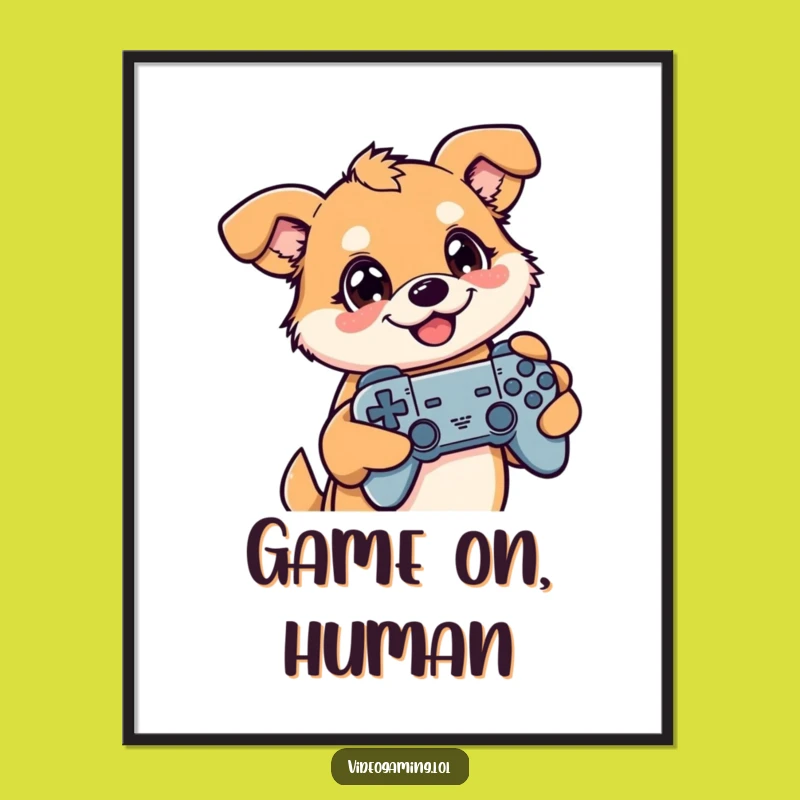 Funny Gamer Dog Poster: Bring Gaming Vibes to Your Walls