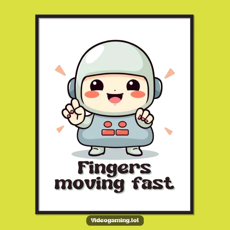 Funny Gamer Poster: Rapid Button Presses Art for Gaming Fans!