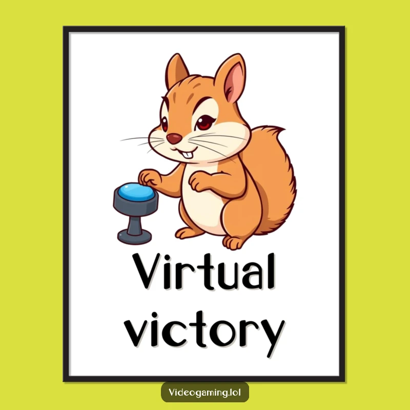 Funny Gamer Squirrel Poster: Intense Gaming Art, Hilarious Decor Gift