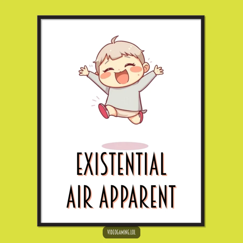 Funny Giggling Jumper Poster - Hilarious Wall Art of Clumsy Character's Leap