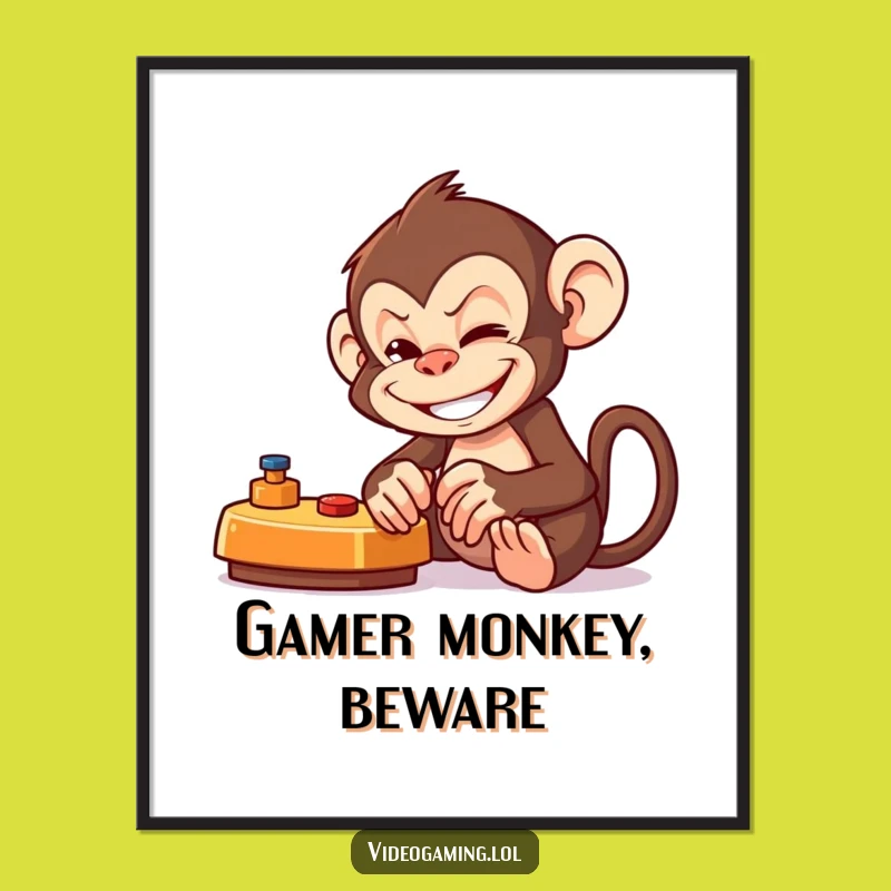 Funny Monkey Gamer Poster: Hilarious Mischievous Monkey Art for Your Wall!