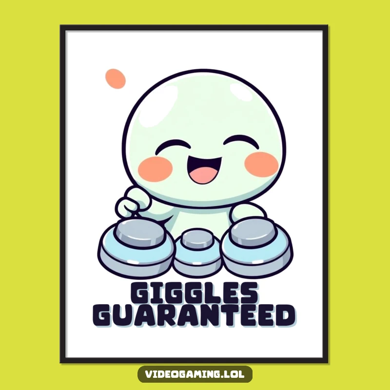 Funny Laughing Gamer Poster - Giggling Button Masher Art