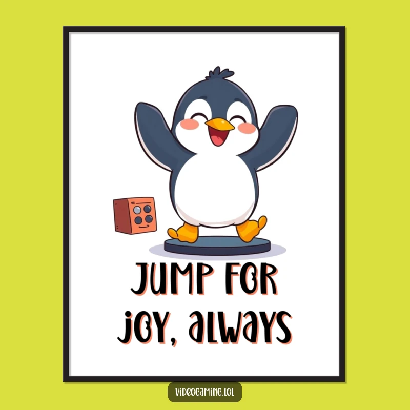 Funny Penguin Gamer Poster: Joyful Arctic Art for Game Room Decor