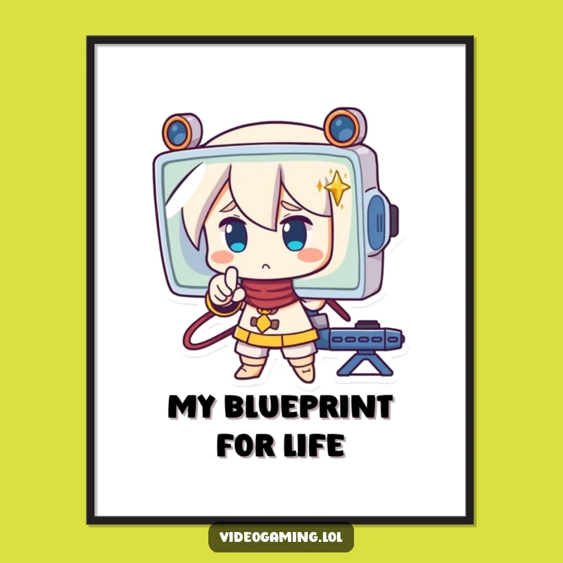 Funny Strategic Character Poster: Screen Concentration Art, Hilarious Decor Gift!