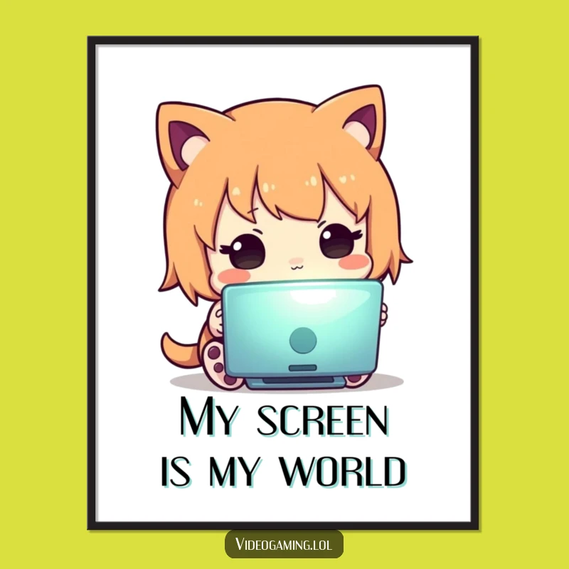 Funny Curious Character Poster: Glowing Screen Art, Hilarious Home Decor Gift!