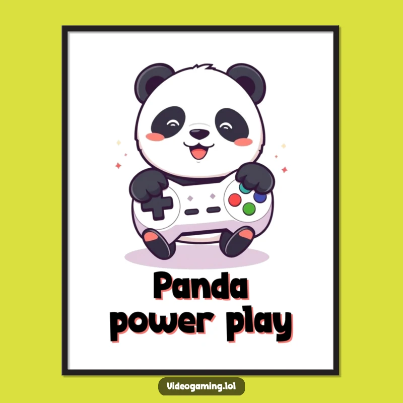 Funny Panda Gamer Poster - Playful Wall Art & Button Masher Gift