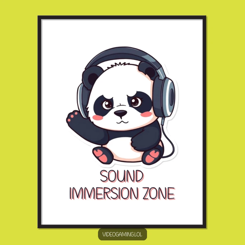 Funny Panda Poster: Intense Focus for Your Music Sanctuary