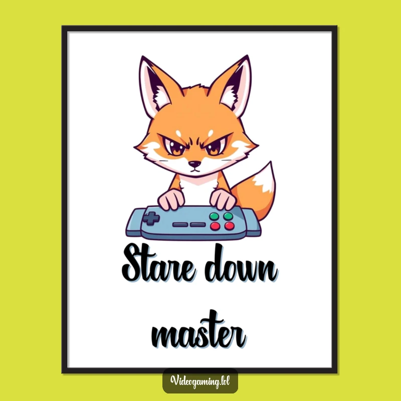 Funny Fox Gamer Poster - Intense Stare for Gaming Rooms