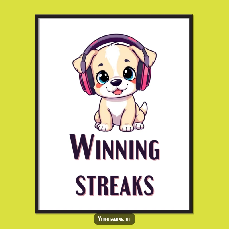 Funny Gaming Puppy Poster: Focused Gamer Dog Art, Great Funny Gift!
