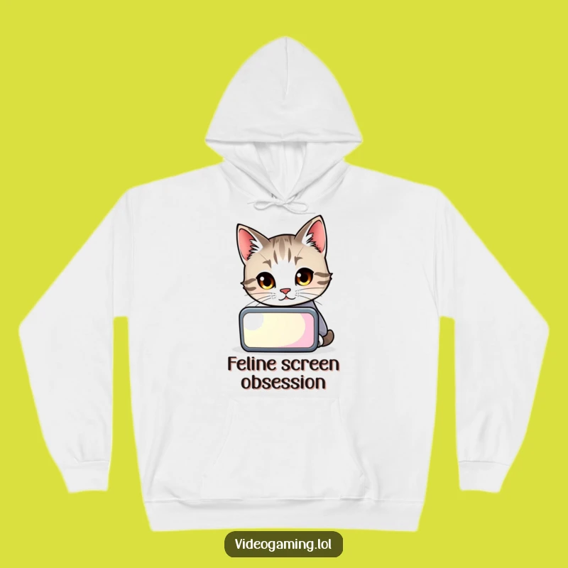 Funny Cat Gamer Hoodie: Cozy Feline Screen Watcher Gift for Cat Fans