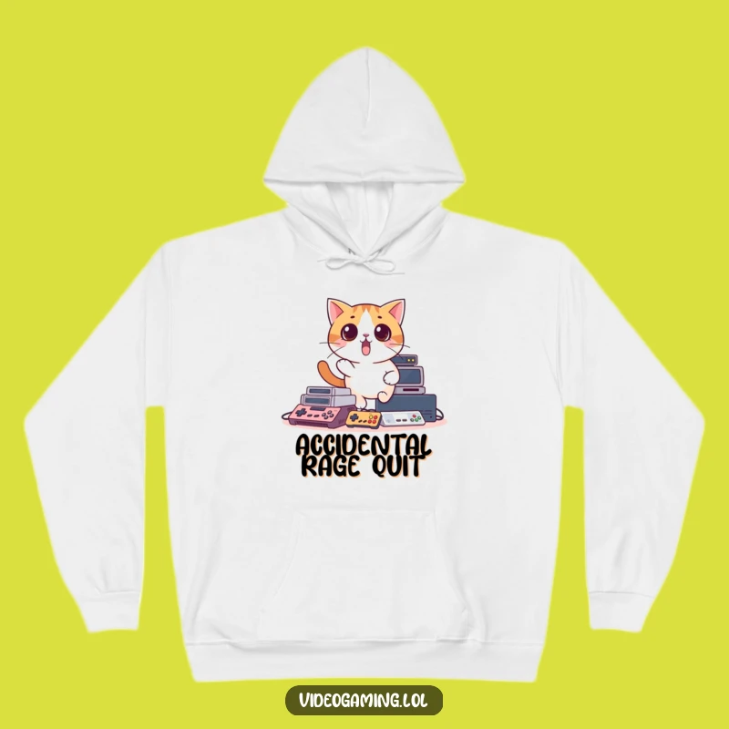 Funny Surprised Cat Hoodie: Cozy Gamer Gear for Console Chaos Enthusiasts
