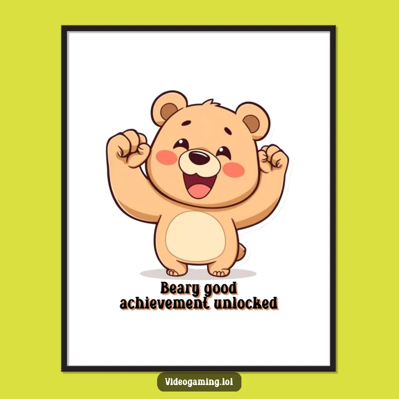 Funny Free Printable Wall Art: Victorious Bear, Downloadable Art for Joy