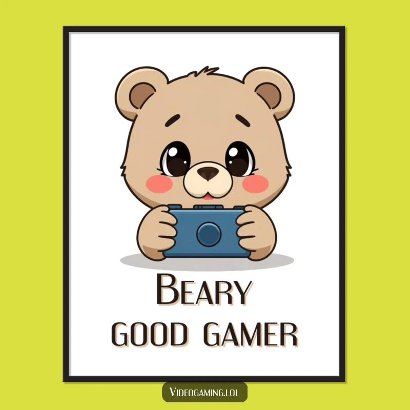 Free Printable Bear Gamer Wall Art - Funny Downloadable Decor for Gaming Nooks!