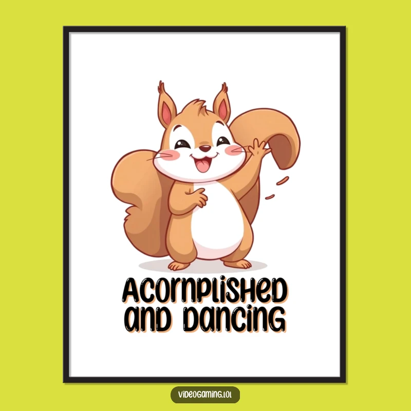 Free Printable Wall Art: Dancing Squirrel Win Funny Downloadable Art