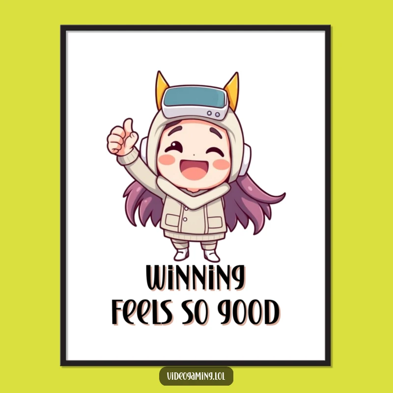 Free Printable Wall Art: Happy Gamer Victory Fist Pump Funny Downloadable Art