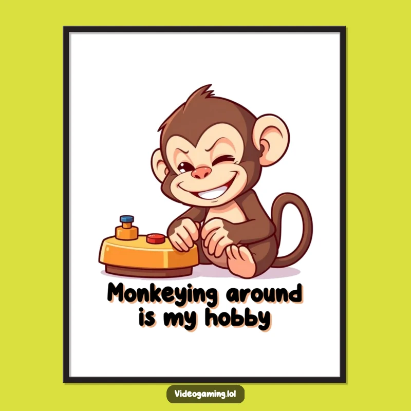 Free Printable Wall Art: Mischievous Monkey Gamer Laughs Downloadable Funny Decor