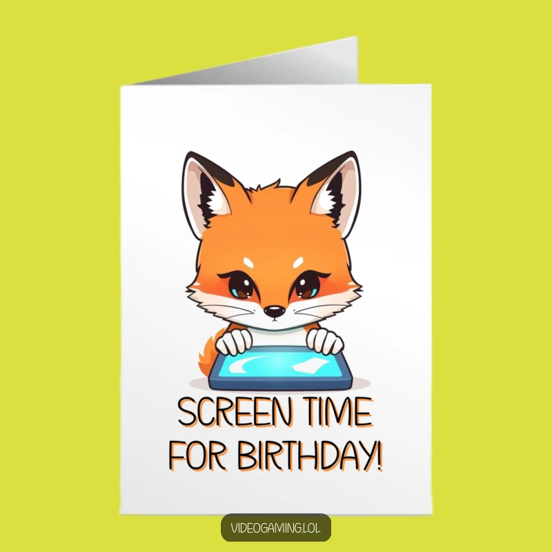 Free Printable Birthday Card: Curious Fox Tech Obsessed Fun Downloadable Gift