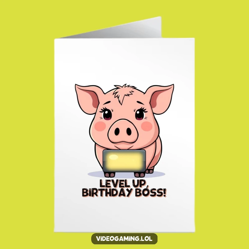 Free Printable Birthday Card: Determined Pig Gamer Focused Downloadable Gift