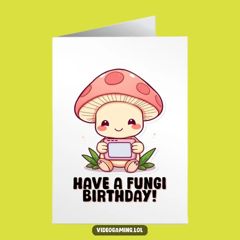 Free Printable Birthday Card: Gamer Mushroom Fun - Downloadable Joyful Gift