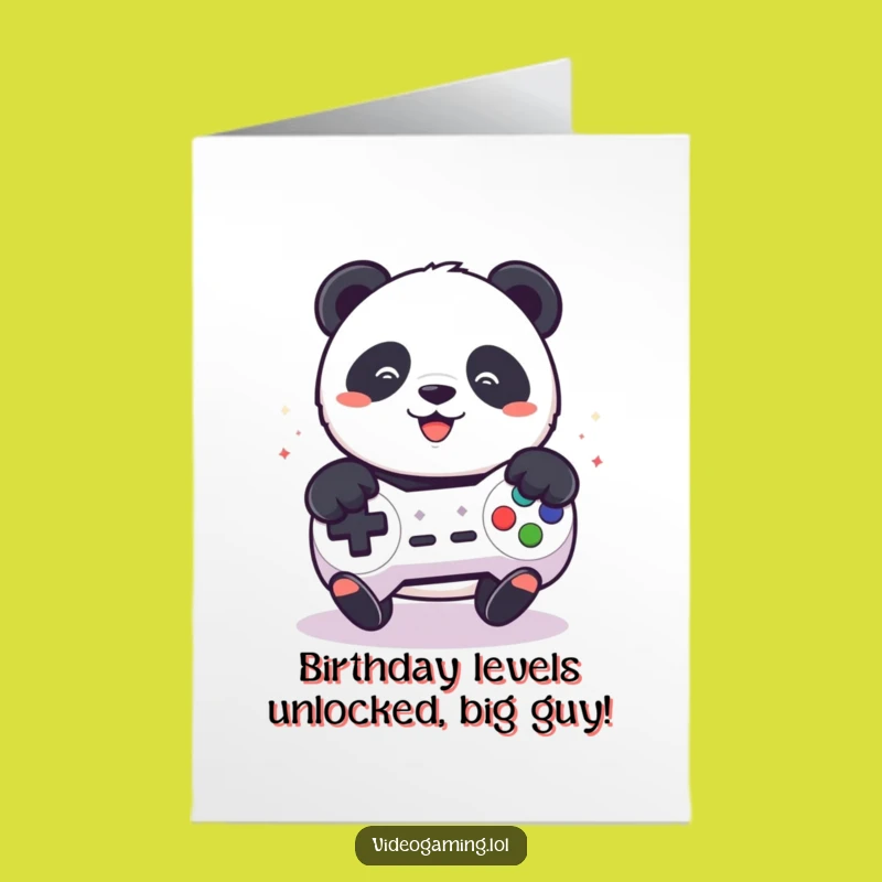 Free Printable Birthday Card: Panda Gamer, Funny Downloadable Gift for Fun