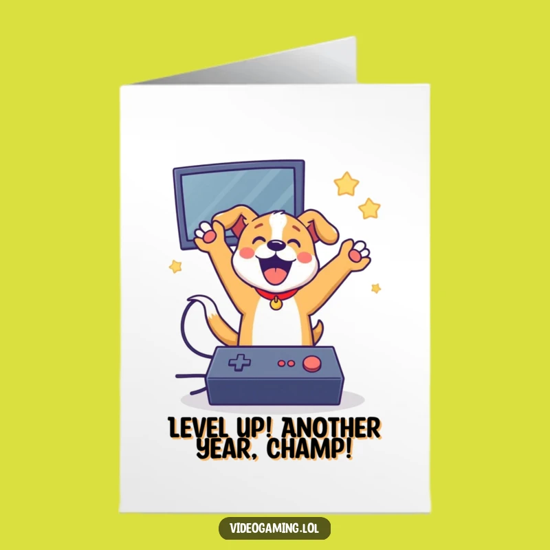 Free Printable Dog Gaming Birthday Card - Funny Downloadable Gift