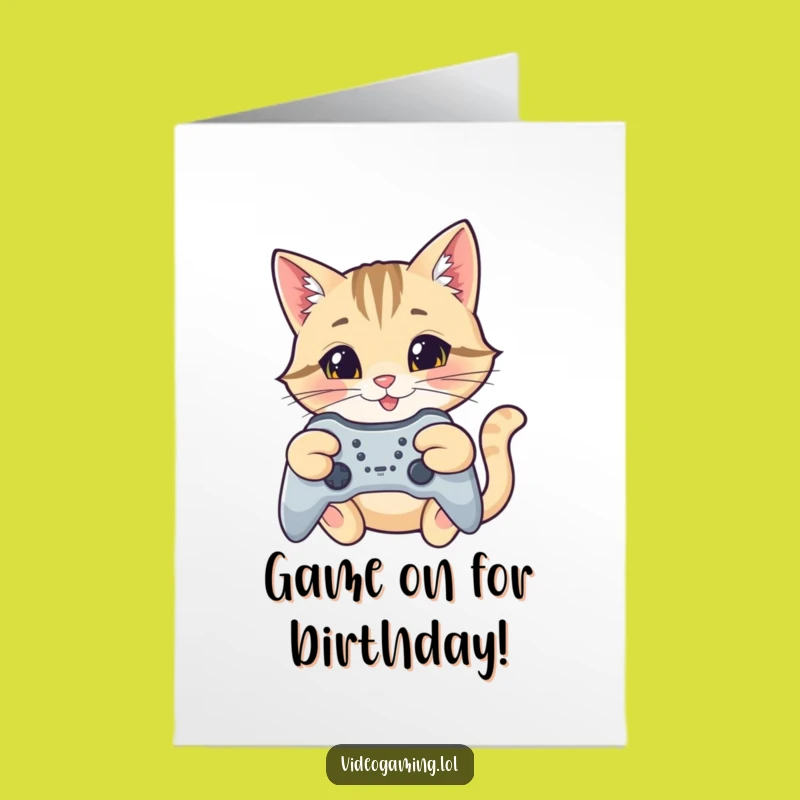 Free Printable Funny Cat Gamer Birthday Card - Awesome Downloadable