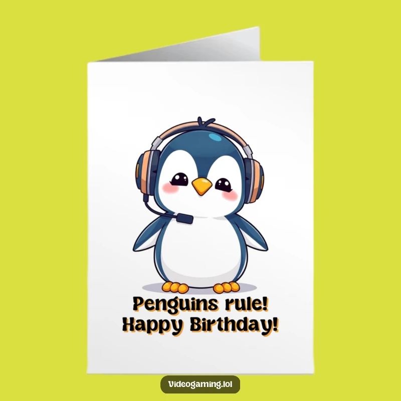 Free Printable Penguin Gaming Birthday Card - Goofy Downloadable Gamer Gift