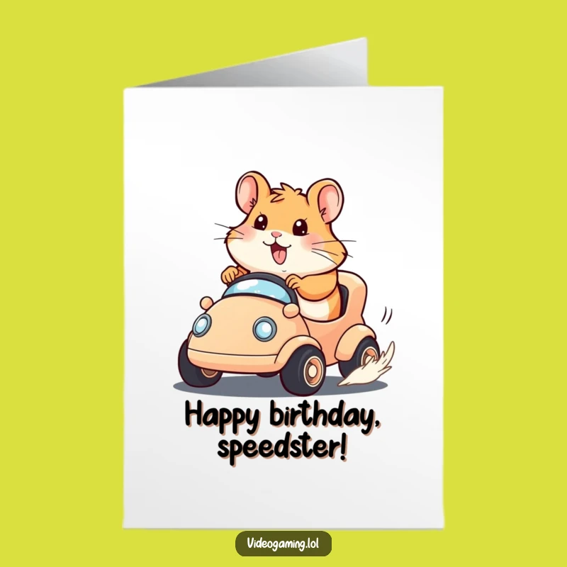 Free Printable Birthday Card: Hamster Racing Fun Downloadable Gift