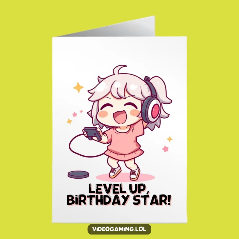 Free Printable Birthday Card: Gaming Character Dance Funny Downloadable Gift