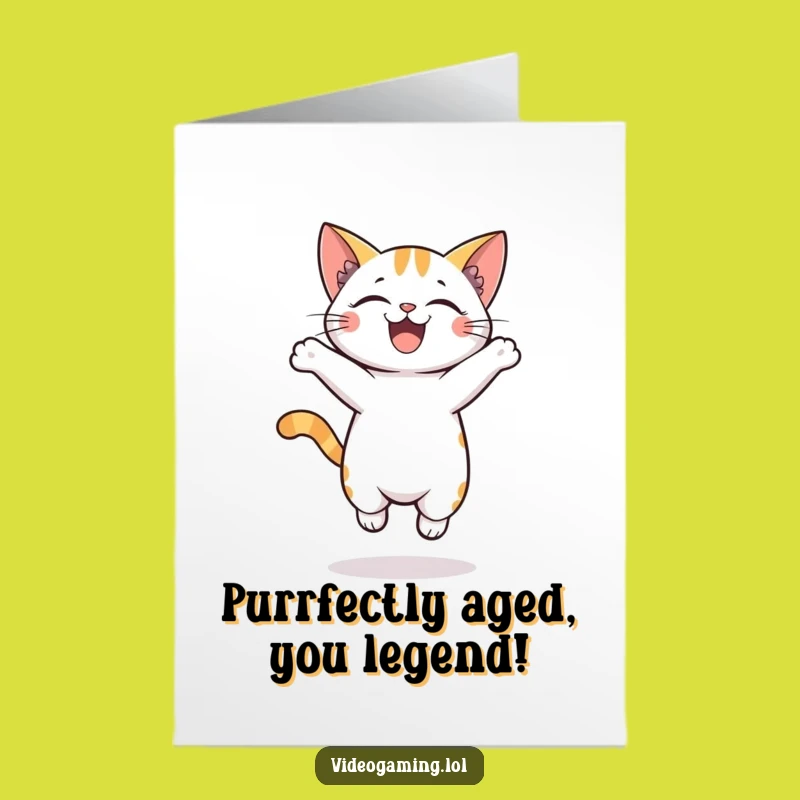 Free Printable Birthday Card: Jumping Cat, Hilarious Downloadable Gift for Cat Lovers