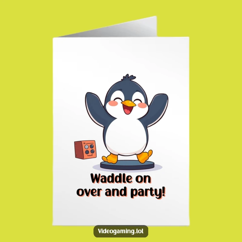 Free Printable Gaming Penguin Birthday Card - Funny Downloadable Gift for Game Lovers!