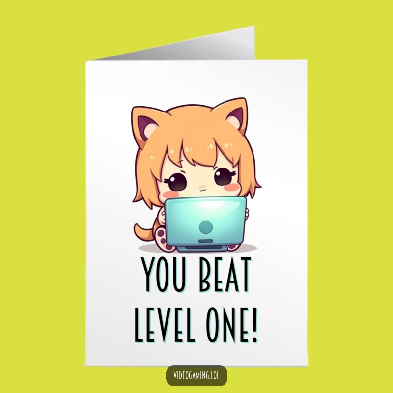 Free Printable Congrats Card: Curious Character Digital Success Funny Downloadable Gift