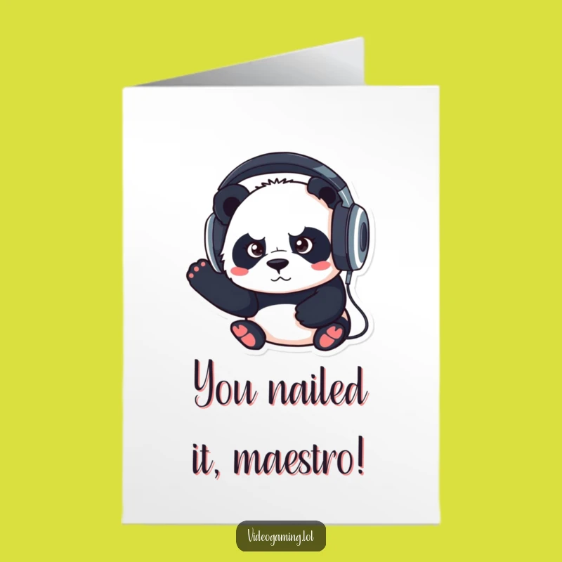 Free Printable Congrats Card: Focused Panda, Funny Downloadable Gift for Dedication