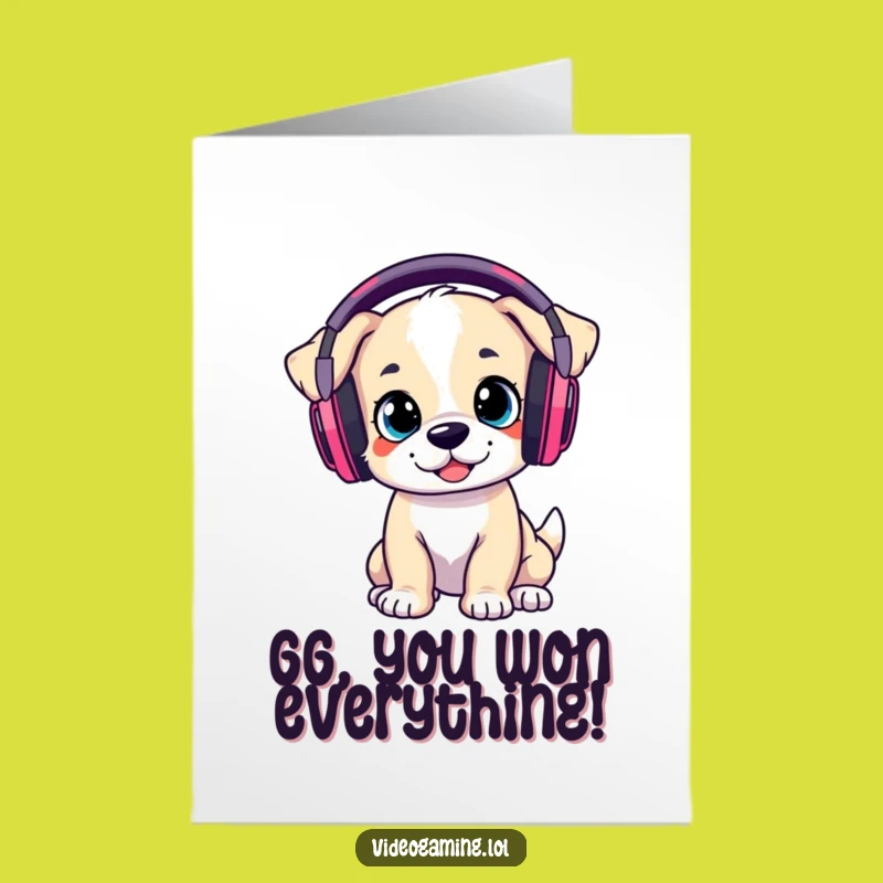 Free Printable Congrats Card: Gaming Puppy Headphones Digital Gift