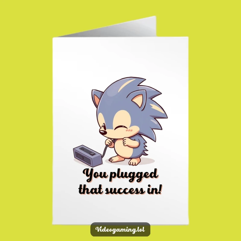 Free Printable Congrats Card: Tech Hedgehog - Funny Downloadable Gift