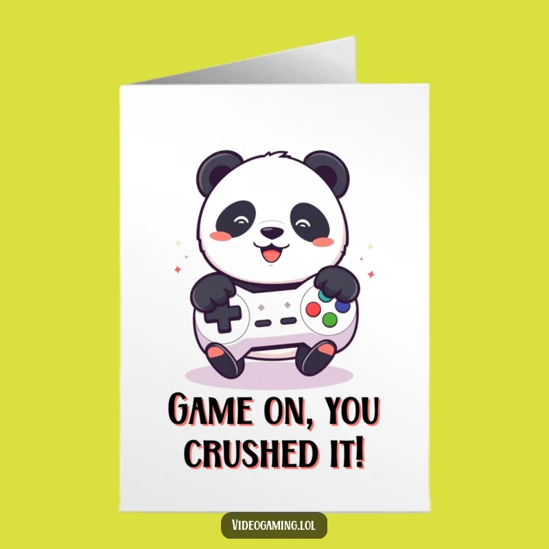 Free Printable Congrats Card: Panda Wins, Funny Gamer Downloadable Gift