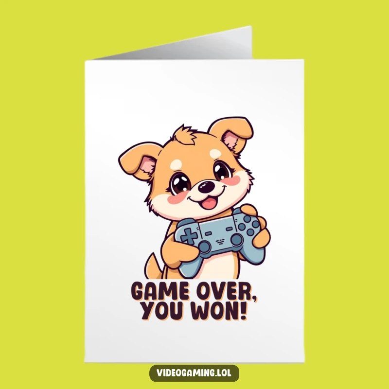 Free Printable Gamer Dog Card: Congrats on Your Epic Win!