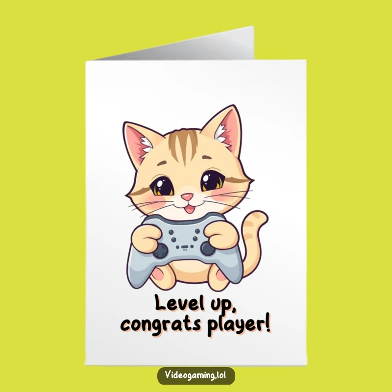 Free Printable Cat Gamer Congrats Card - Victory Downloadable