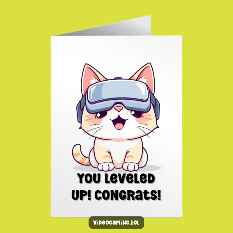 Free Printable VR Cat Congrats Card: Hilarious Downloadable for Any Achievement