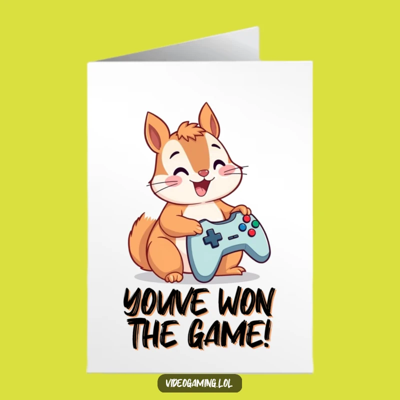 Free Printable Gaming Squirrel Congrats Card - Funny Downloadable Victory!