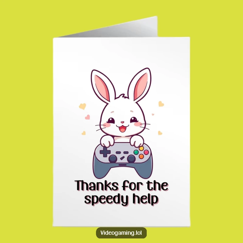 Free Printable Rabbit Gaming Thank You Card - Fast Fun Downloadable Gratitude Gift