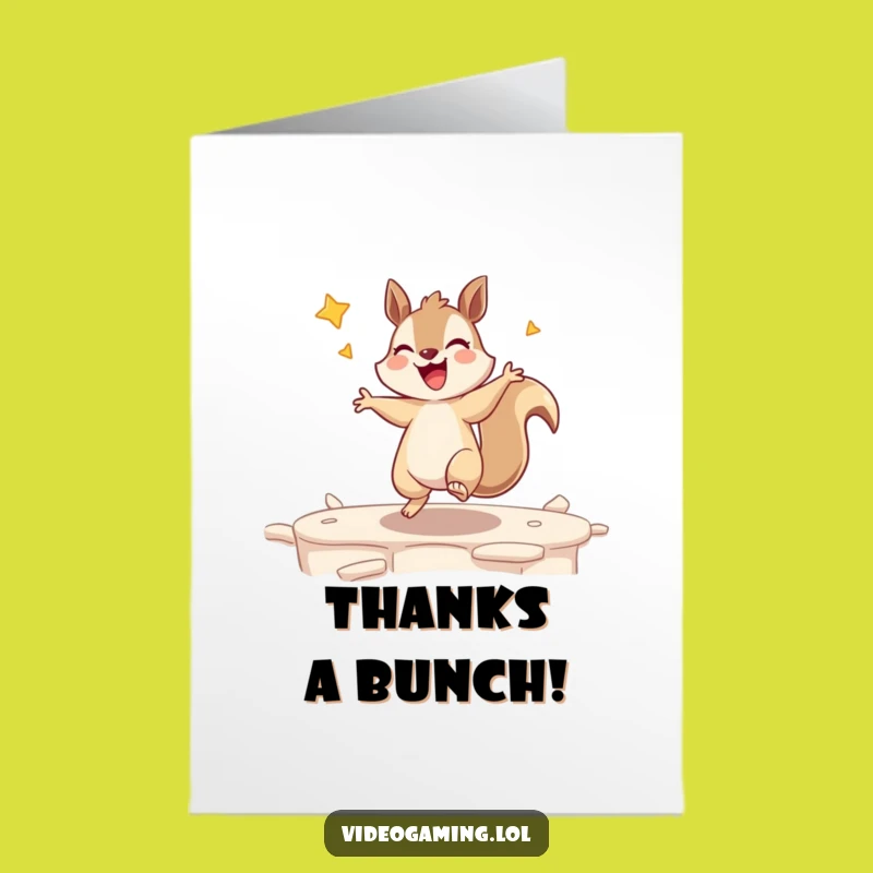 Free Printable Squirrel Gamer Thank You Card - Cheerful Downloadable Gift for Thanks!