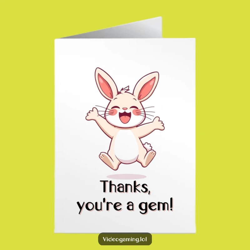 Free Printable Thank You Bunny Card: Cheerful Jumping Downloadable Gift for Gratitude
