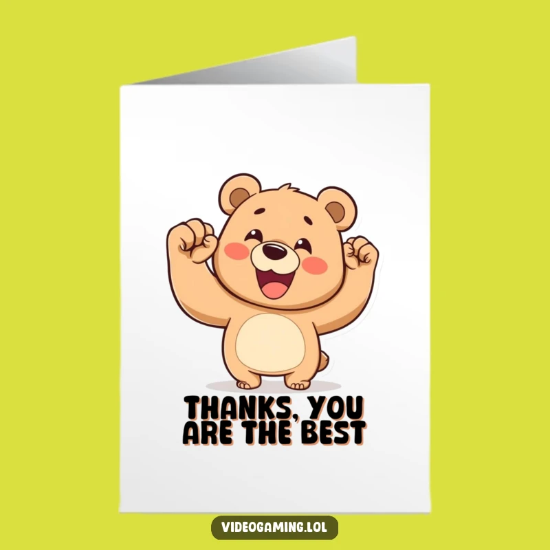 Free Printable Thank You Card: Bear Victory, Humorous Downloadable Gift