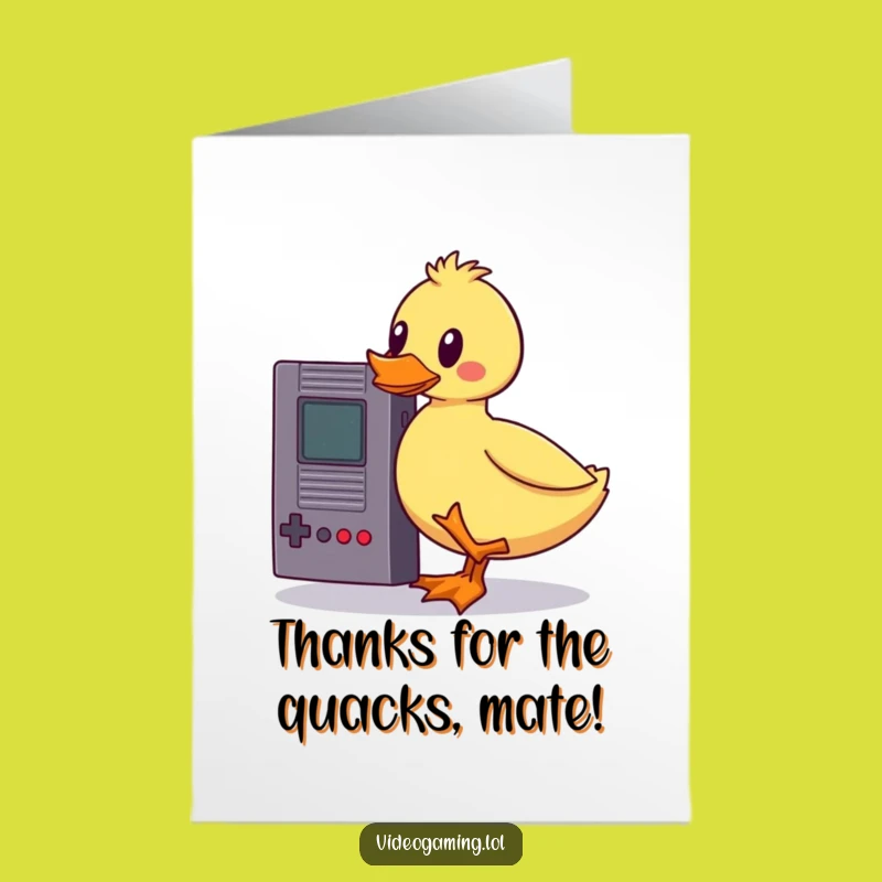 Free Printable Thank You Card Funny Duck Retro Gaming Downloadable