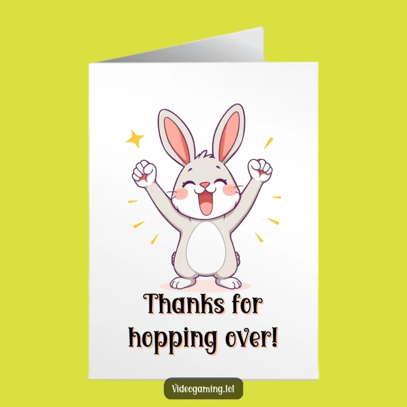 Free Printable Thank You Card: Triumphant Bunny, Humorous Downloadable Gift for Gratitude
