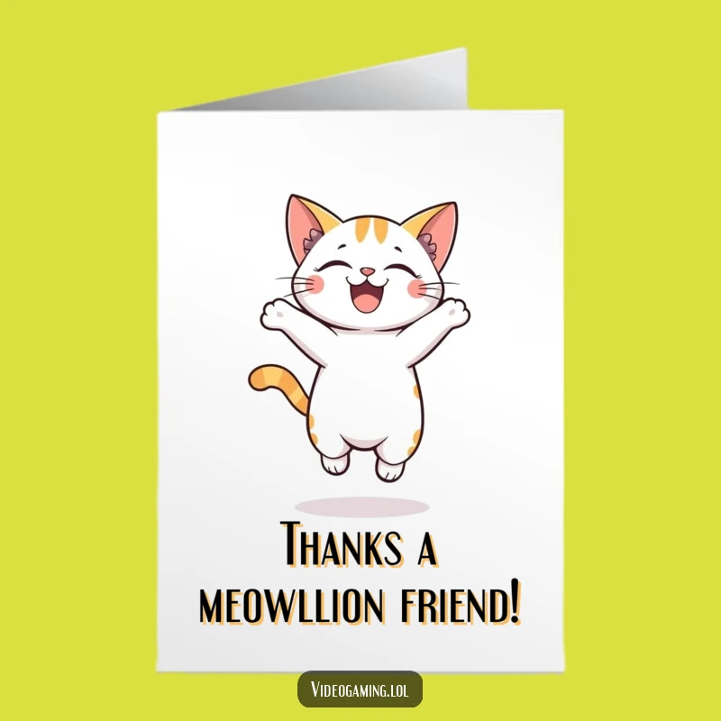 Free Printable Thank You Card: Playful Cat, Humorous Downloadable Gift for Expressing Gratitude